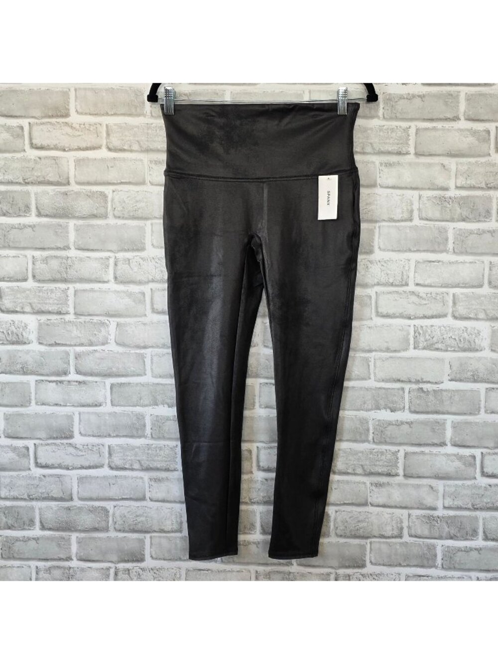 Spanx Black Faux Leather Leggings XL NWT High Waist Moto Chic Streetwear